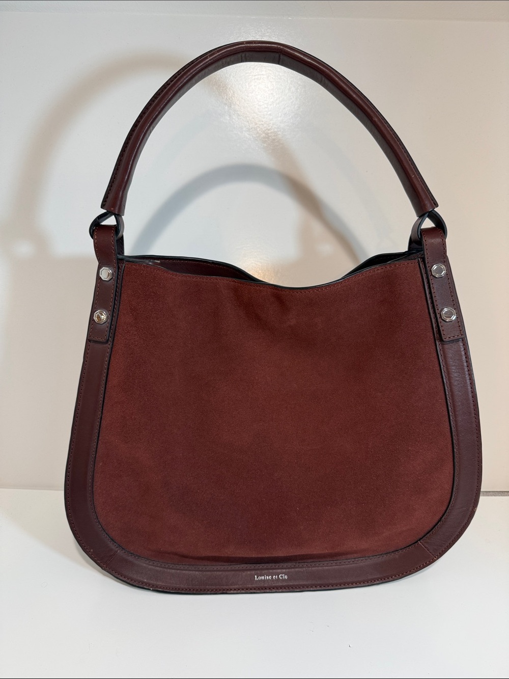 Louise et Cie Suede and Leather Shoulder Bag in Burgundy